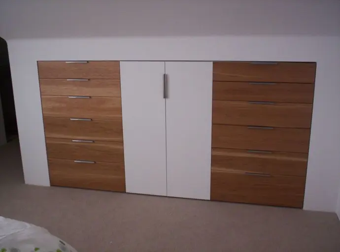 Wardrobe Unit With Solid Oak Drawer Fronts And Painted Doors
