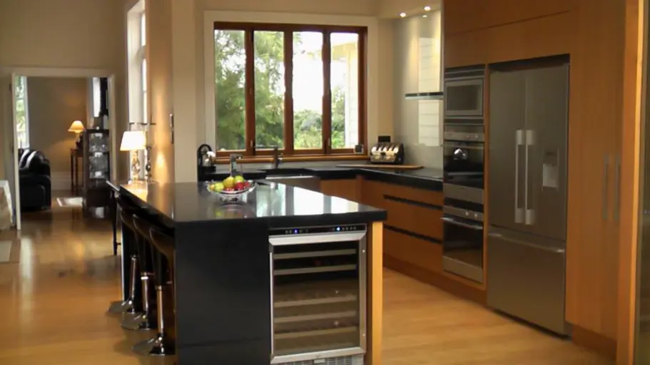 Rimu Veneer And Caesarstone Tops