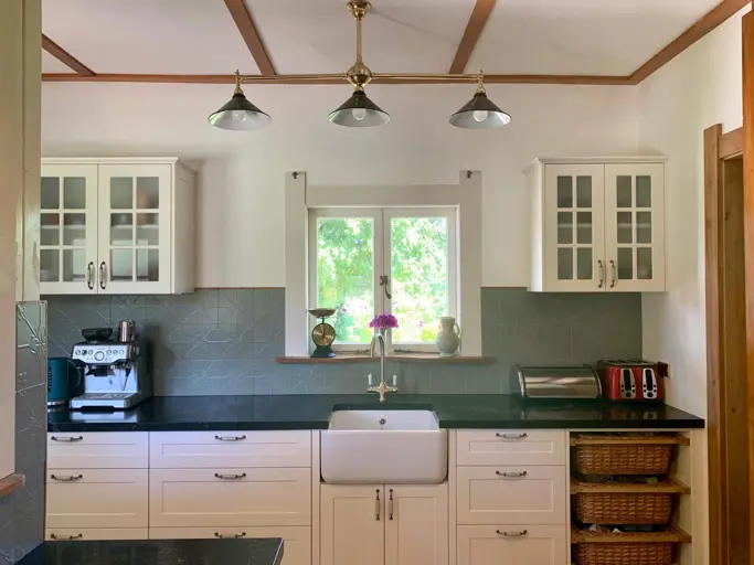 Scullery With Painted Doors & Stone Tops